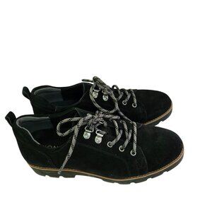 Vionic Ballari Black Suede Leather Lace Up Loafers Size 8